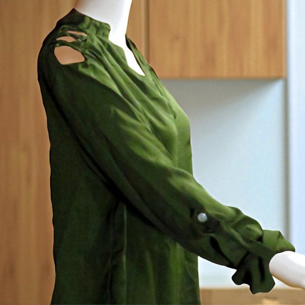 NEW Olive Green Cold Shoulder Blouse Top